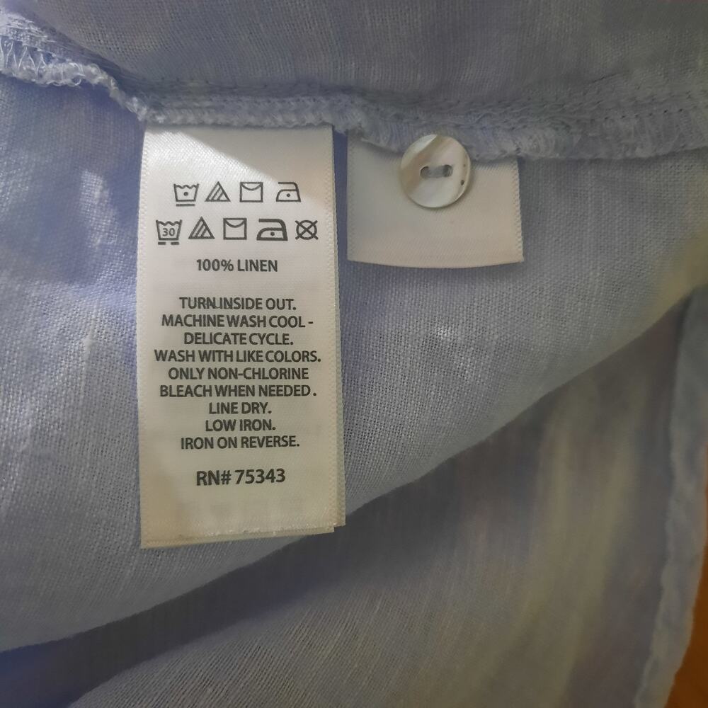 Sigrid Olsen Womens Sky Blue 100% Linen Long Sleeve Shirt Size Small - Picture 5 of 6